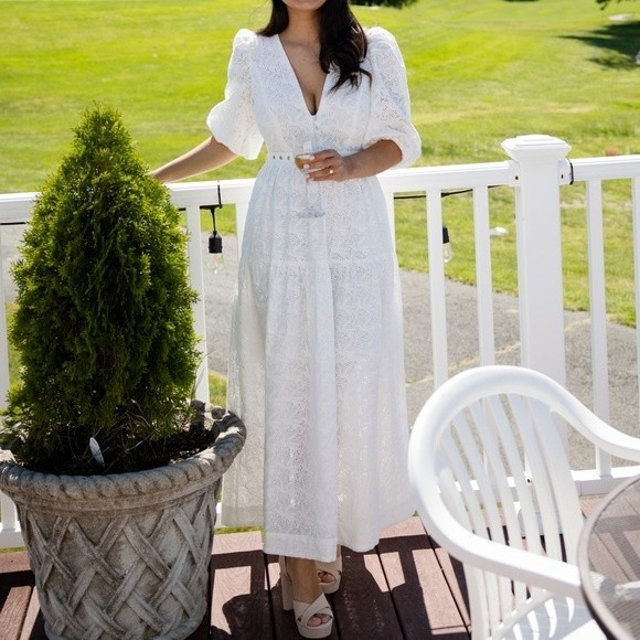 Nicholas Cellie Cotton Featherington Eyelet White Dress Size 2 - Picture 10 of 12